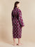 Lightweight Dressing Gown model photo back - Gatsby Paisley Wine | Bown of London